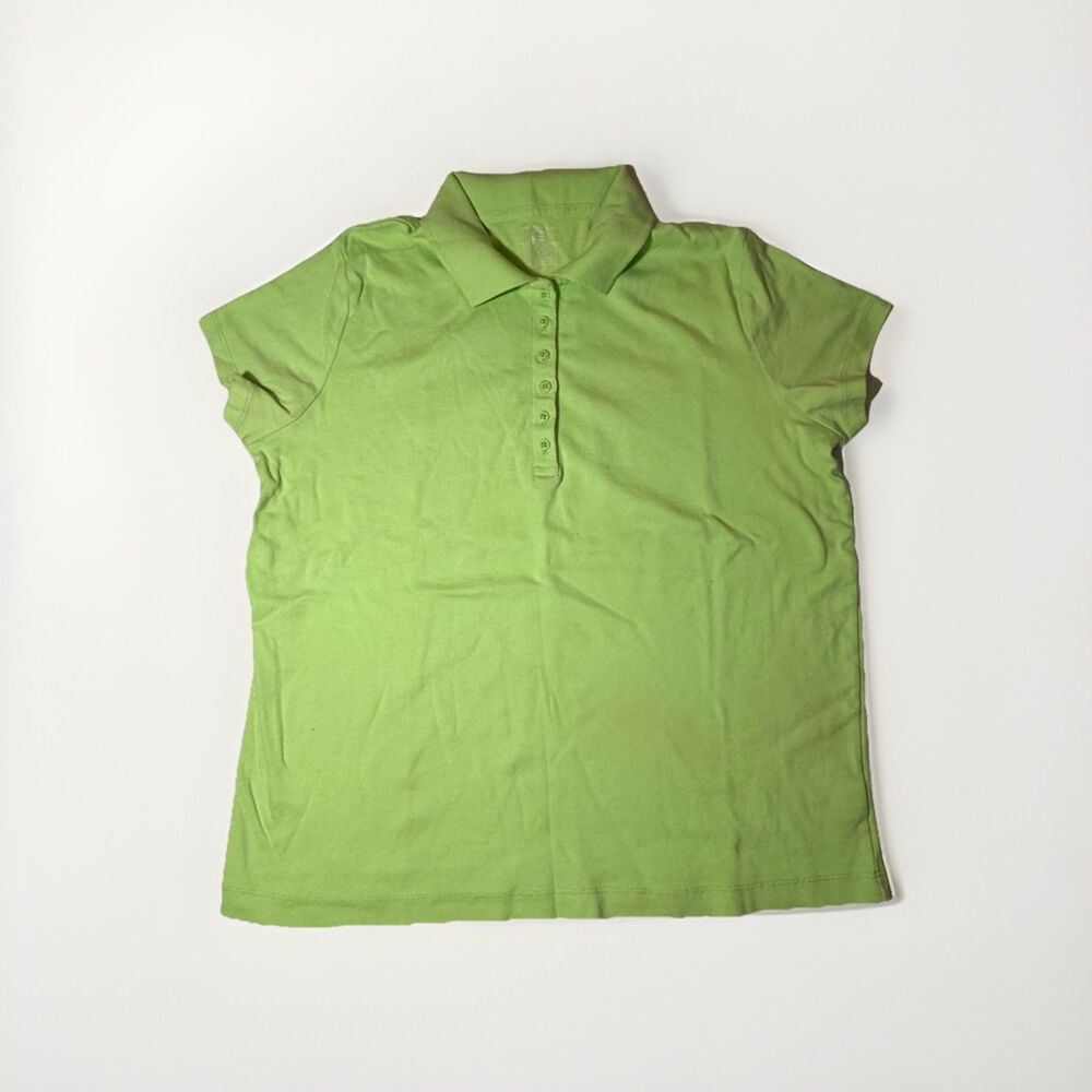 Jones New York Sport Womens XL Lime Green Short Sleeve Polo Shirt 100% Cotton